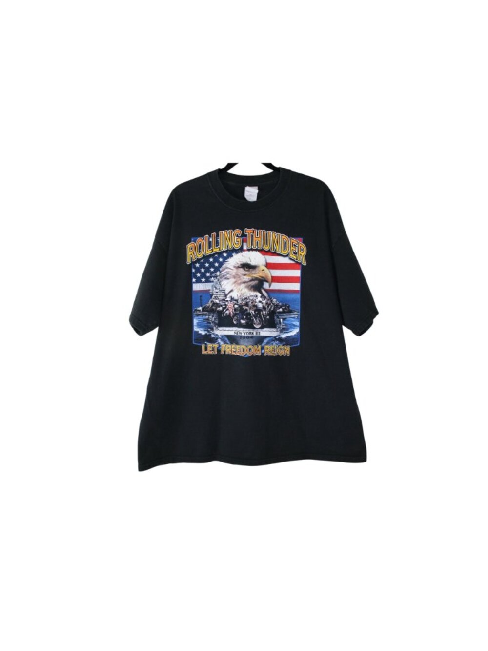 Rolling Thunder Let Freedom Reign Eagle Graphic T-Shirt XXL Black Gildan NY 2004 - Picture 3 of 7